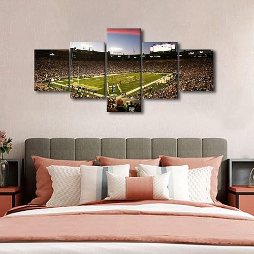 Vista 16 de Cuadros de estadios deportivos de fútbol americano de Minnesota, cuadros de vikingos, 5 paneles, lienzo para pared, arte de pared del estadio