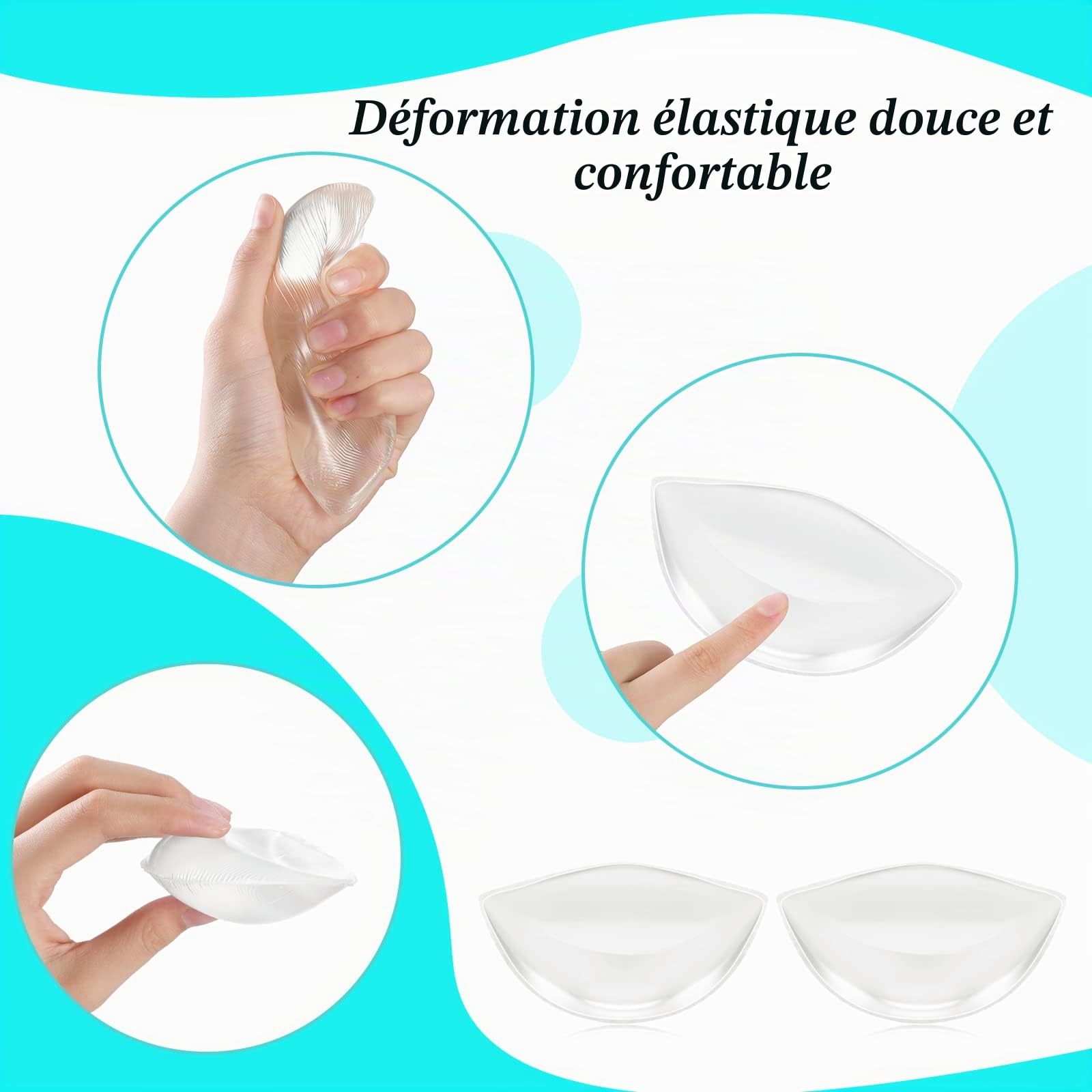 Coussinets de Soutien-Gorge Inserts de Soutien-Gorge Rehausseurs de Poitrine Silicone, Maillots de Bain Bikini