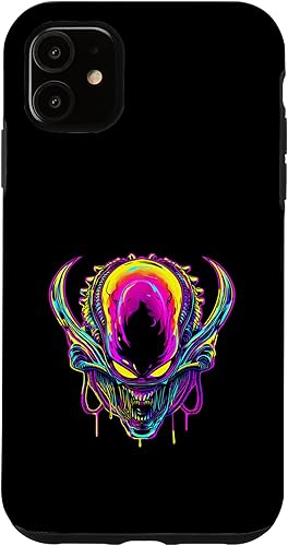 iPhone 11 Retro Funny streetwear Synthwave 80s 90s spacezilla alien Case