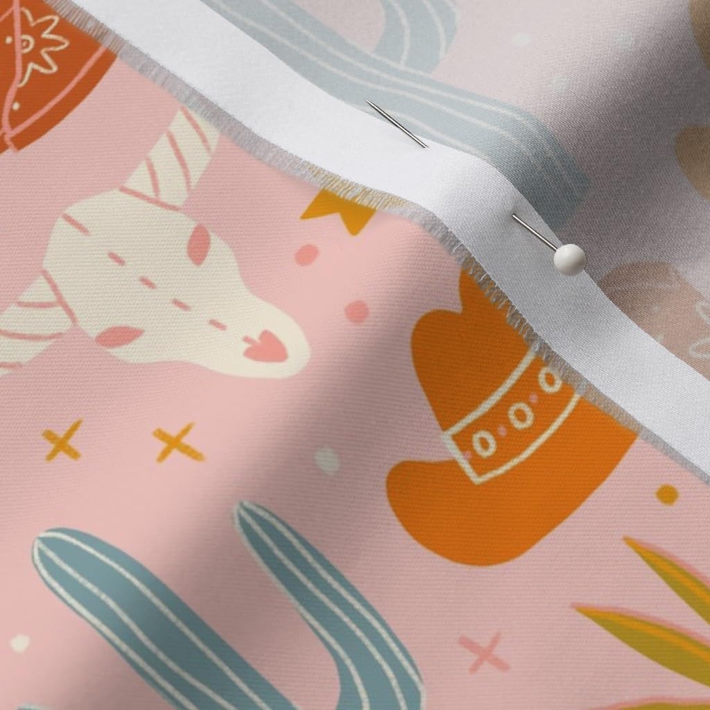 Spoonflower Fabric - Pink Southwestern Cowgirl Boots Bright Blush Rustic Boho Western Printed on Organic Cotton Sateen Fabric by The Yard - Sewing Quilting Apparel Home Decor