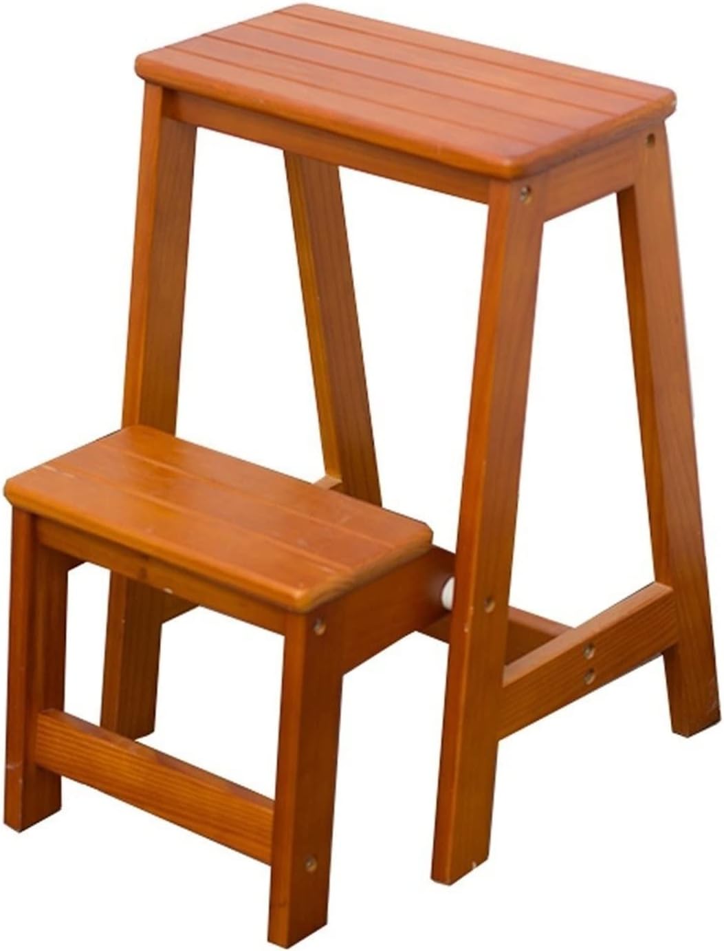 2 Step Foldable Step Stool, Wooden Counter Chair Portable Stairs Chair Small Foot Stools Ladder Chair Anti-Slip Stepladder Shoe Bench/Flower Rack