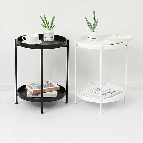 Miniatura 4 de Round Tray End Table,with Detachable Tray Top,2-Tier Metal Round Side Tables, Sofa Side Snack Round Table Side Coffe Table for Living Room Bedroom