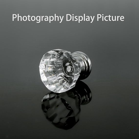 Crystal Glass Cabinet Knobs 30mm Diamond Shape Drawer Kitchen Cabinets Dresser Cupboard Wardrobe Pulls Handles (Clear) 5 Pcs