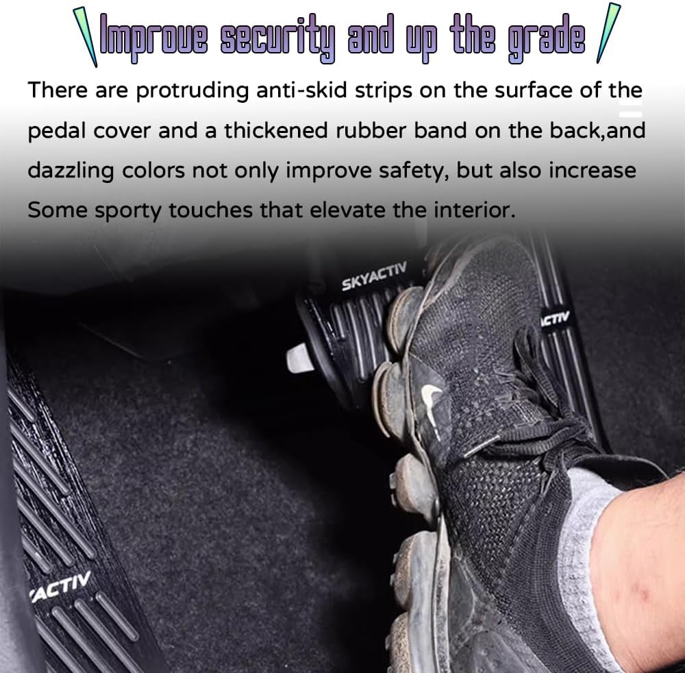 Custom Interior Accessories for Mazda 3 CX-90 CX-50 CX-30 2020 2021 2023 2024 MX-30 Aluminum Alloy Anti-Slip Performance Foot Brake Pedal Cover,No Drilling Aluminum Gas Brake Pedal(Silver)