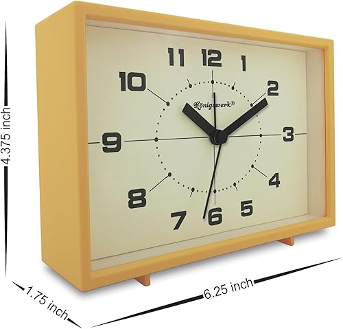 Miniatura 2 de Königswerk Reloj despertador analógico, reloj pequeño silencioso de 6 pulgadas sin tictac con luz nocturna, funciona con pilas, diseño simple para