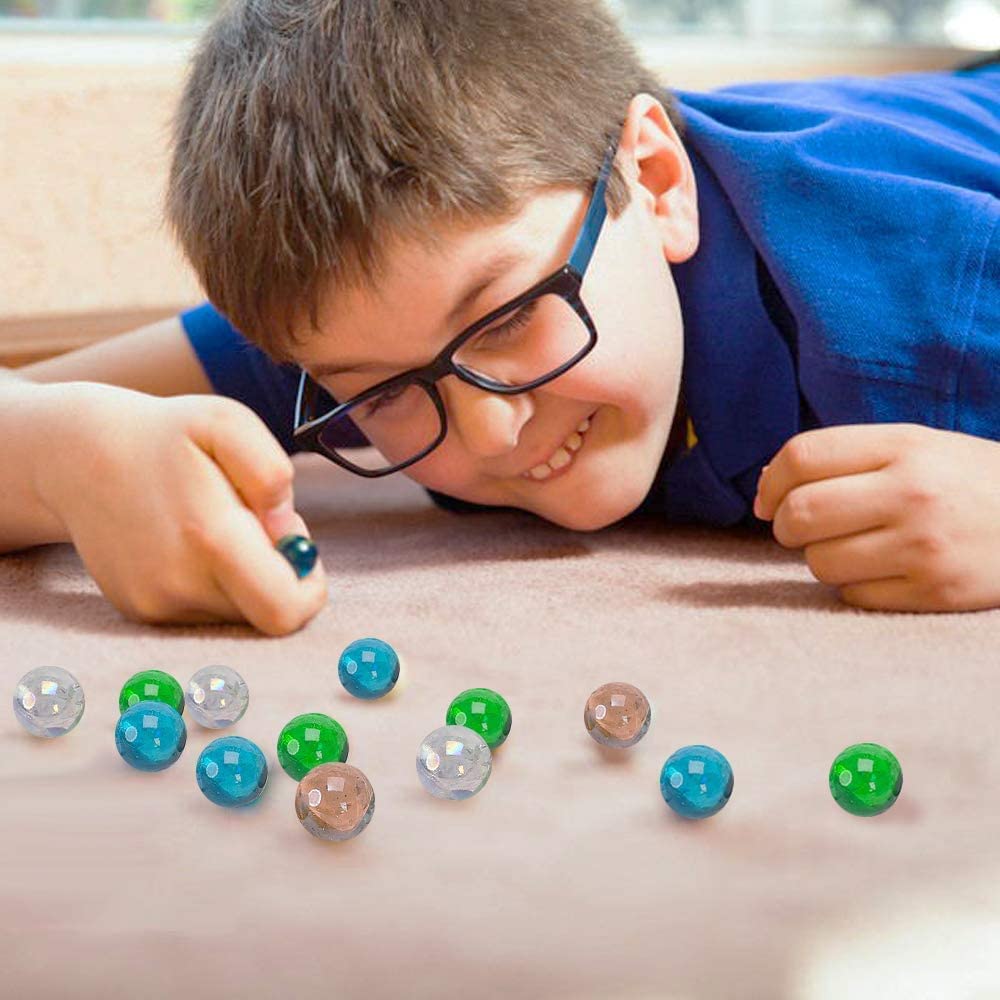 Powerking Biglie di vetro, divertenti biglie in blocco per l'intrattenimento e i giochi da tavolo, 100 pezzi