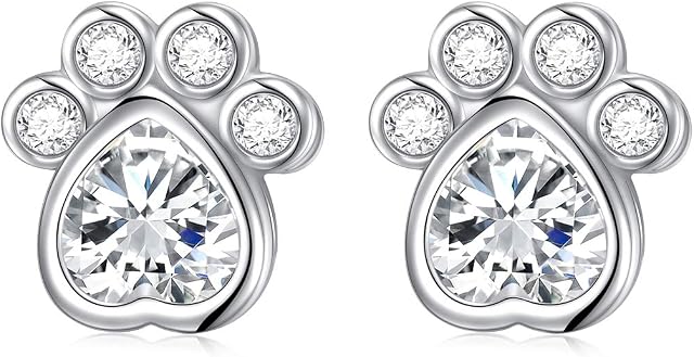925 Sterling Silver Earrings Hypoallergenic Turtle/ Rabbit/ Frog/ Cat Puppy Paw Print/ Panda Stud Earrings for Women Teens Girls Cute Animal Jewelry Christmas Gifts