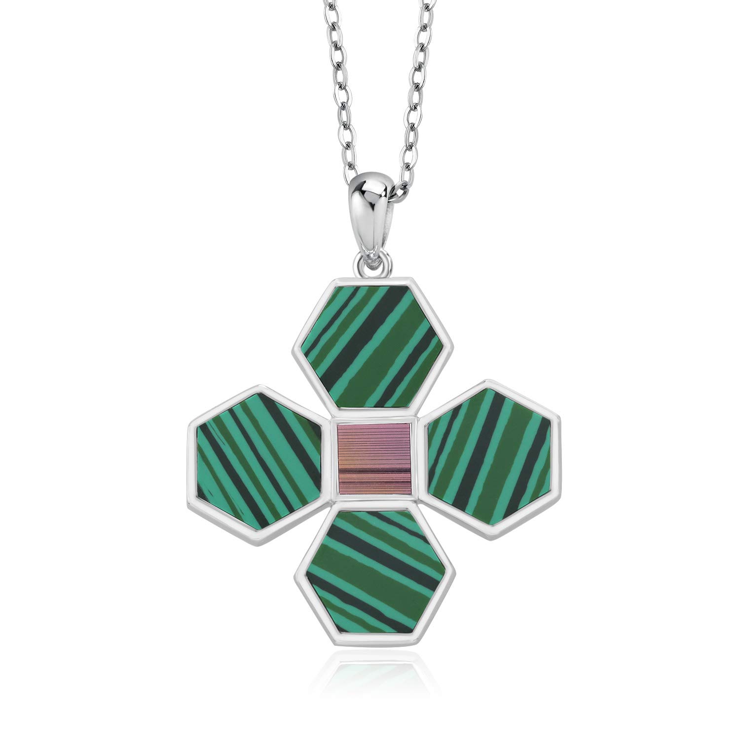 Gem Stone King Keren Hanan First Light 925 Sterling Silver Star of Bethlehem Pendant Malachite Jerusalem Nano Bible and 18 Inch Silver Chain
