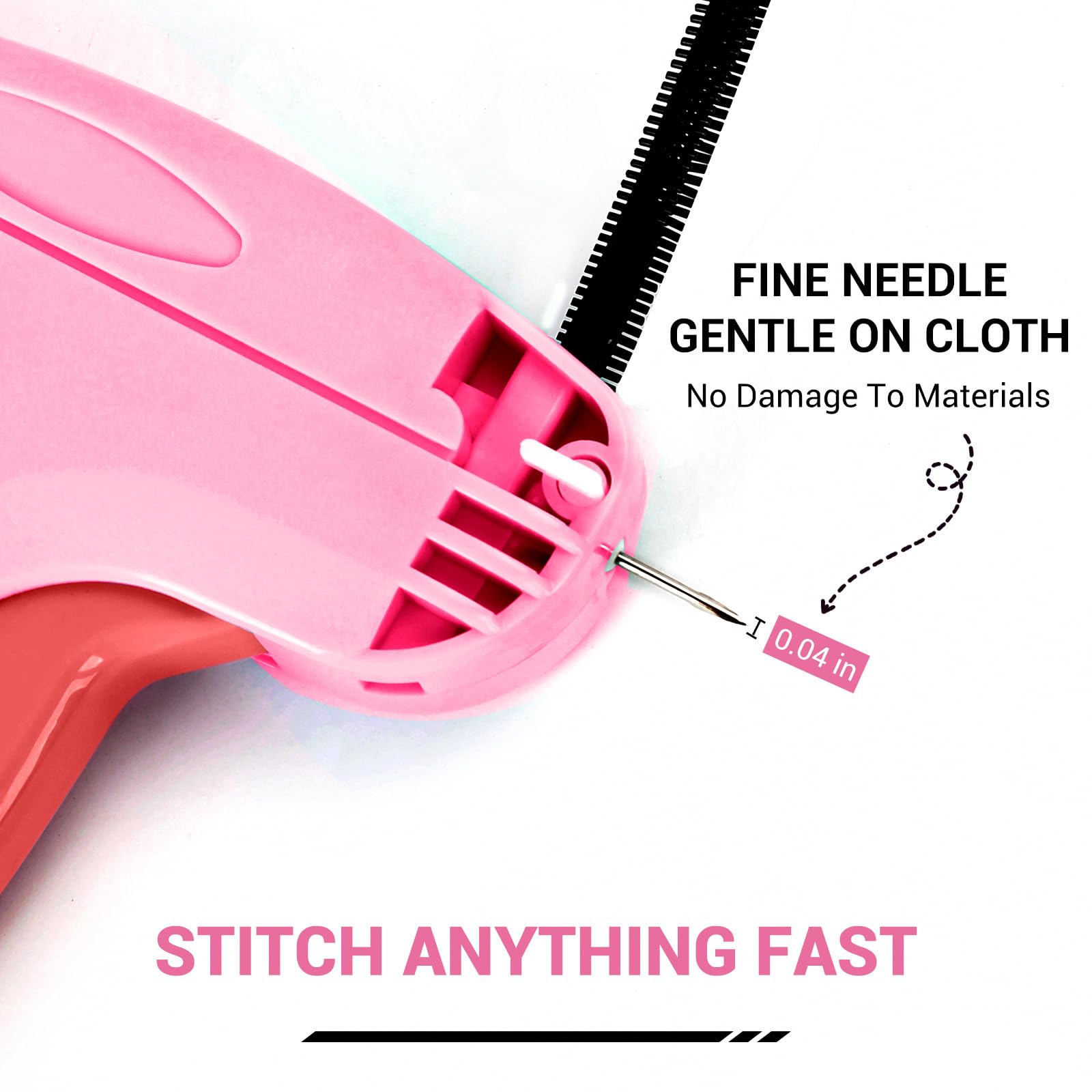 Stichpistole für Kleidung, Handheld, Schnellfixierer, Etikettierpistole für Kleidung, Nähset, enthält 6 feine Nadeln, 1000 weiße und 1000 schwarze Verschlüsse (Rosa Rot)