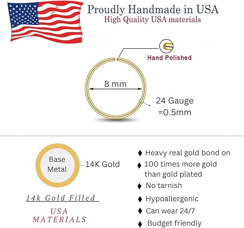 Miniatura 62 de LUCKYJEWUS Small Thin Gold or Sterling Silver Nose Ring Hoop for Women, Tiny Nose Piercing jewelry