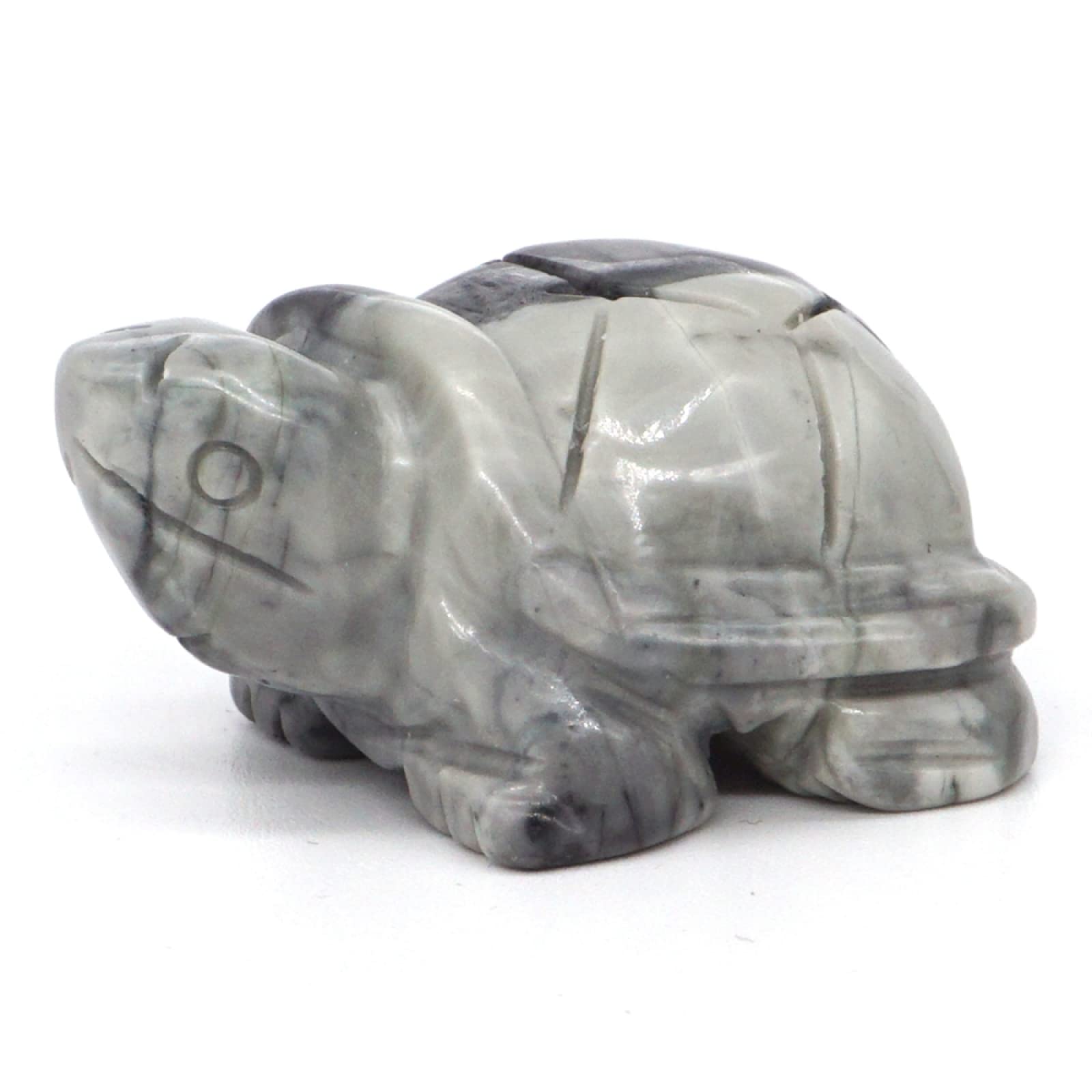 1.5" Turtle Tortoise Statue Stone Carving Natural Gemstone Crystal Animal Figurine Home Decoration 1pc,Picasso Jasper