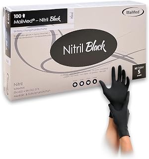 Nitrilhandschuhe Schwarz S – 100 Stück – puderfrei, reißfest & latexfreie Einweghandschuhe – ideal für Tattoo, Küche, Reinigung