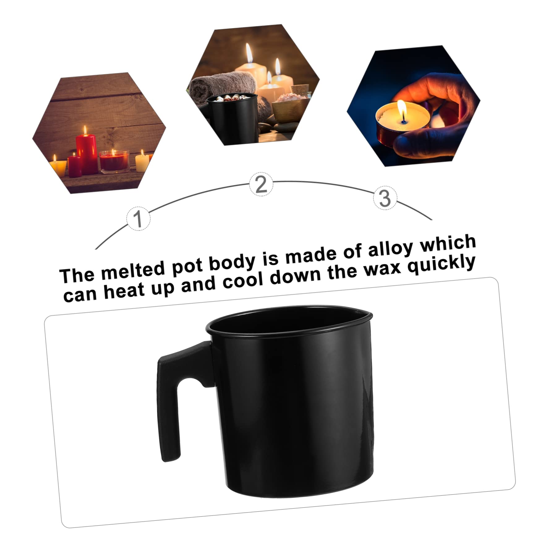 Angoily Olla para Derretir Velas y Cera 1,2 Litros Negra Resistente Alta Temperatura para Fabricación de Velas Manualidades Bricolaje Uso Doméstico