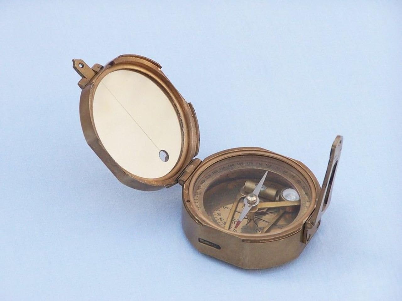 Hampton Nautical 3xglass-101 Antique Brass Brunton Pocket Transit w/Rosewood Box 4"-Functional Compass-Unique Gift
