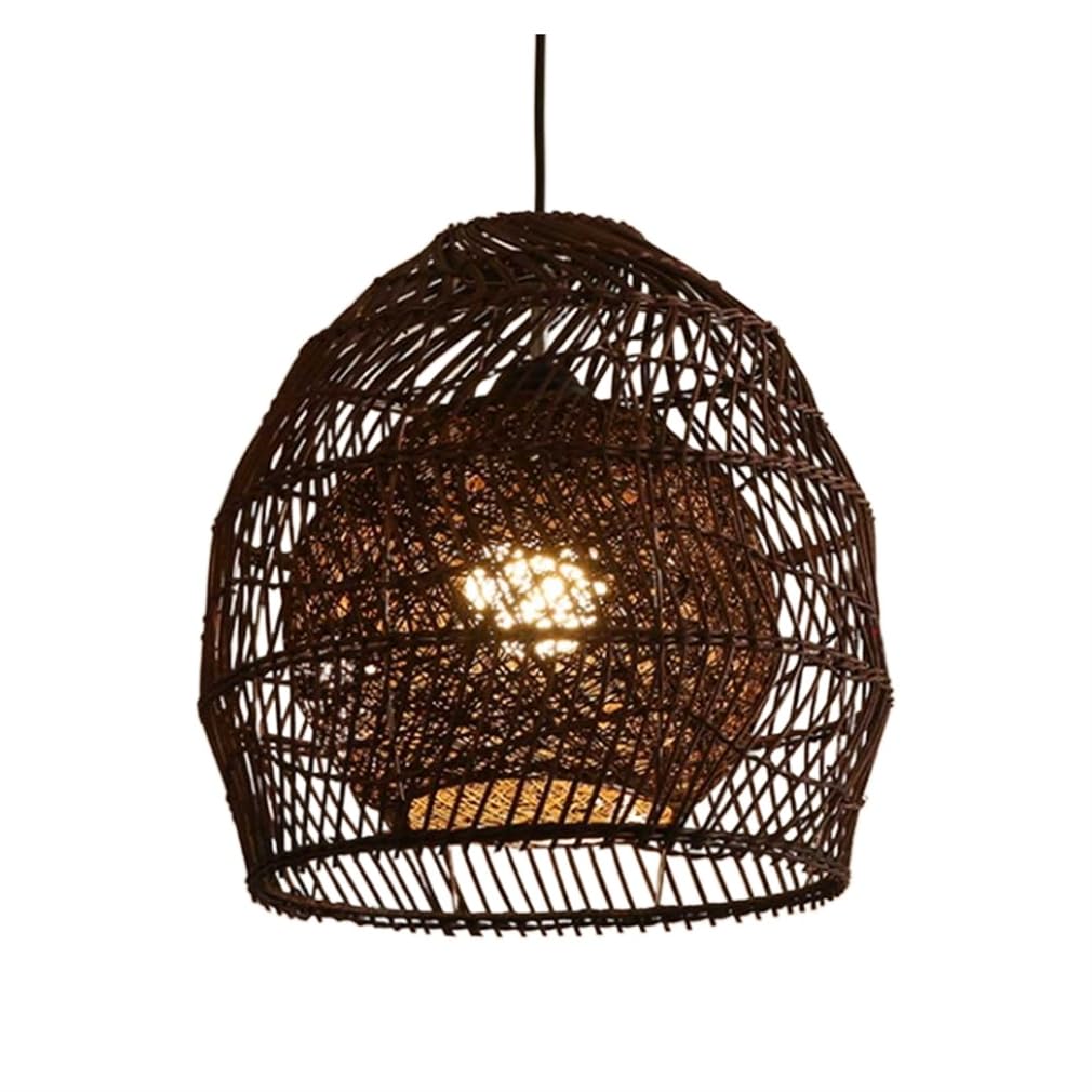 Pantalla de lámpara de iluminación con Tejido Wicke, acabado Negro, diseño de cesta para Sala de estar, entrada, bombillas LED E27, lámpara de altura Ajustable, a, 50 cm