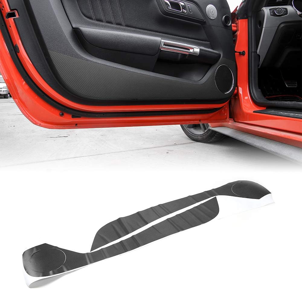Anti-Kick Car Door Sticker, Carbon Fiber Car Sticker Trim for Ford Mustang 2015-2017 (Black)