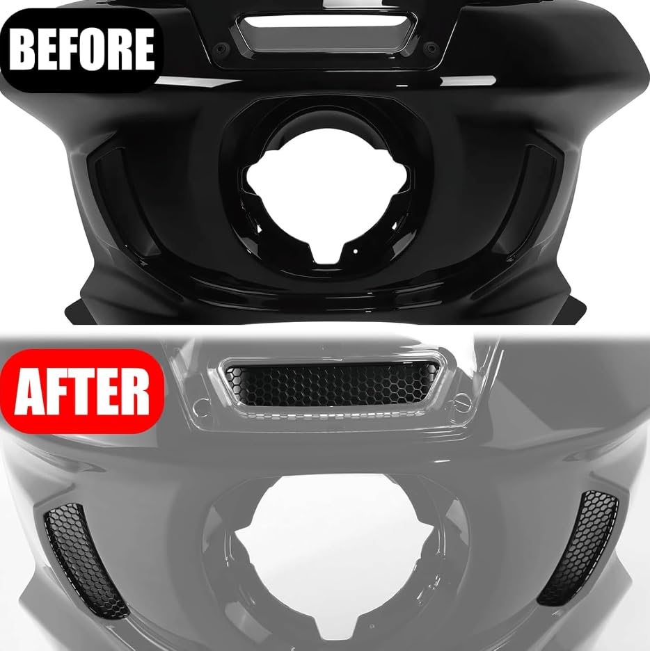 Image of Front Vent Trim cover kit Side Headlight Fairing Vent Screen Mesh Grill Compatible with Harley Softail Low Rider ST FXLRST 2022-2025,For Softail Low Rider El Diablo FXRST 2022, 3pcs