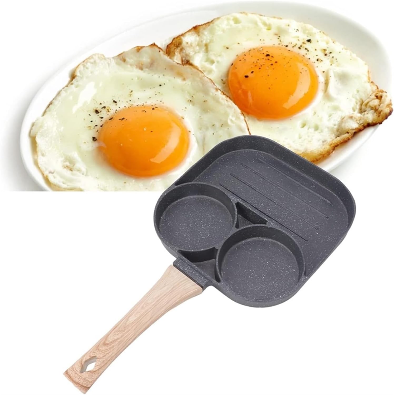3 In 1 Breakfast Egg Pan,Grill Frying With Divider, Section Omelette Skillet