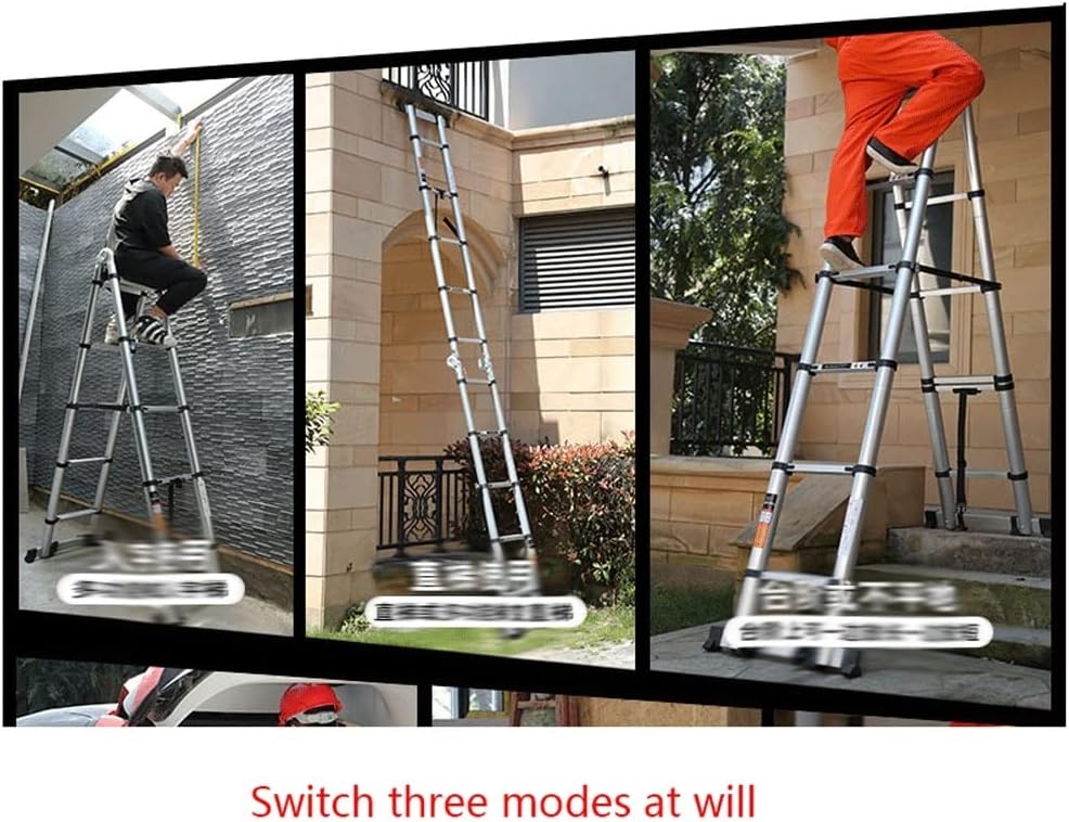 NEOCHY Lightweight Foldable Portable 20 Ft Aluminum Telescoping Ladder with Spring Loaded Locking Extendable Ladder One-Button Retraction Extension Ladder (Color : 20ft) : Tools & Home Improvement