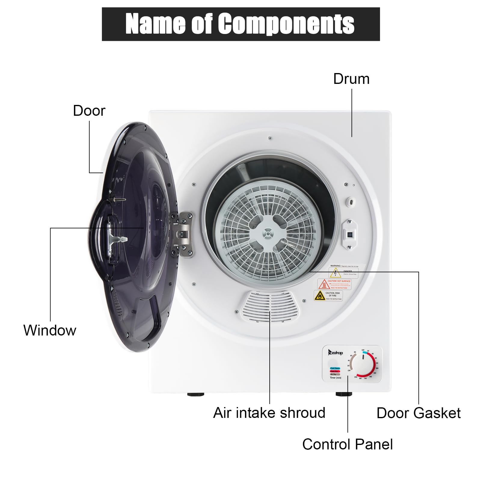 LEADZM Sèche-linge compact 850W 2.5KG évacuation portable pour appartement maison dortoir Classe énergétique C