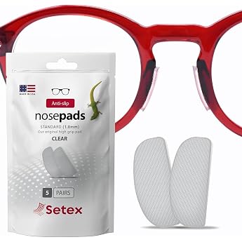 Setex Gecko Grip Eyeglass Nose Pads (5 Clear Pairs) 1 x 7 x 16 mm | Non-slip nose pads for glasses, micro-textured fibres, ul