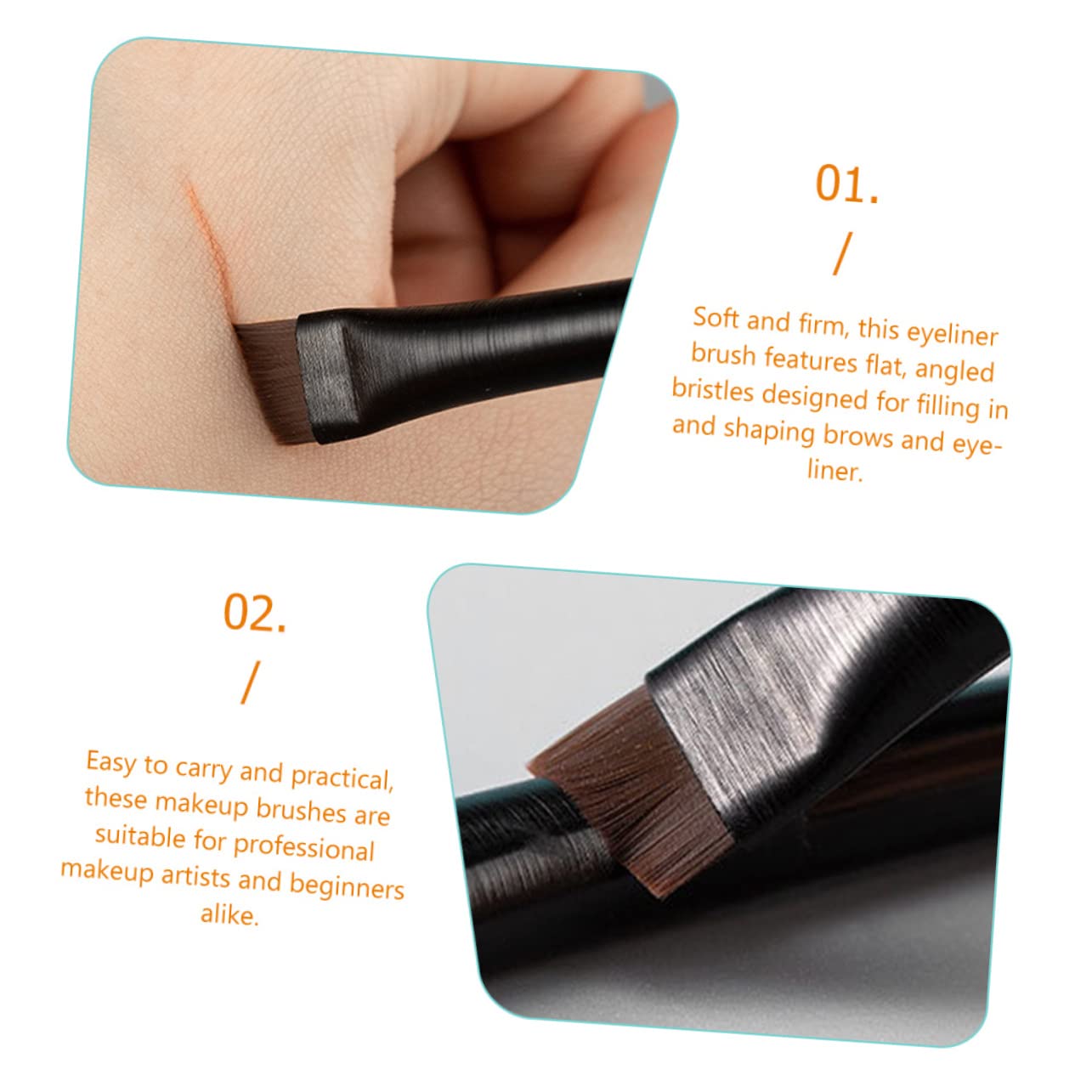 Ipetboom 3sets Eyebrow Makeup Supplies Angled Eyeliner Brush Brow Stencil Firm Bristles for Levels
