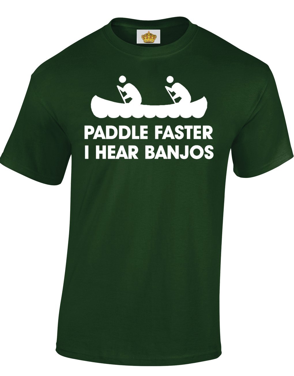 Crown Designs Paddle Faster Funny Cool for Men & Teenagers T-Shirts Tops - Dark Green/X-Large