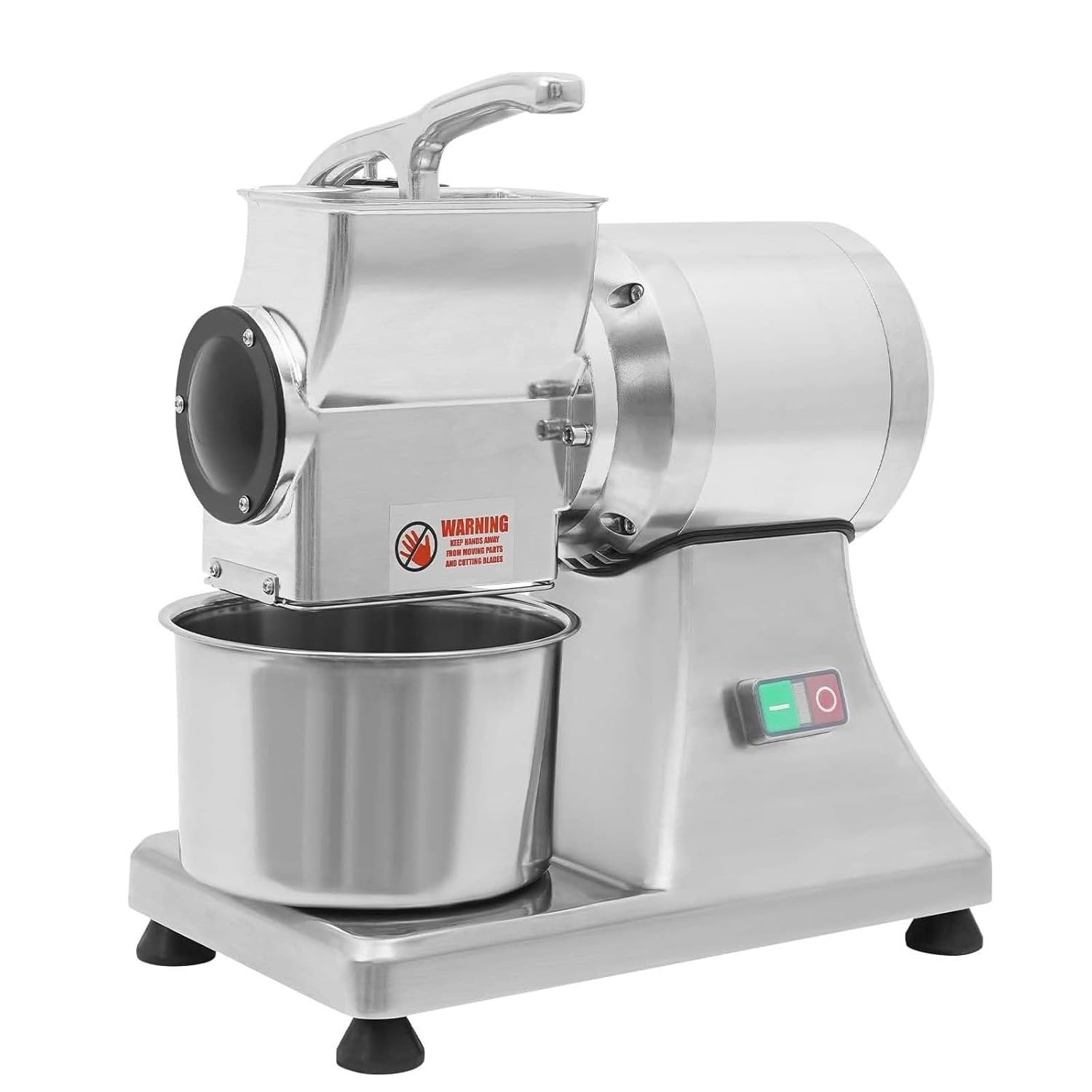 Commercial Electric Cheese Grater 900W Heavy-Duty Motor Stainless Steel Grinder with Safety Shield Large Bucket Processes 60kg Per