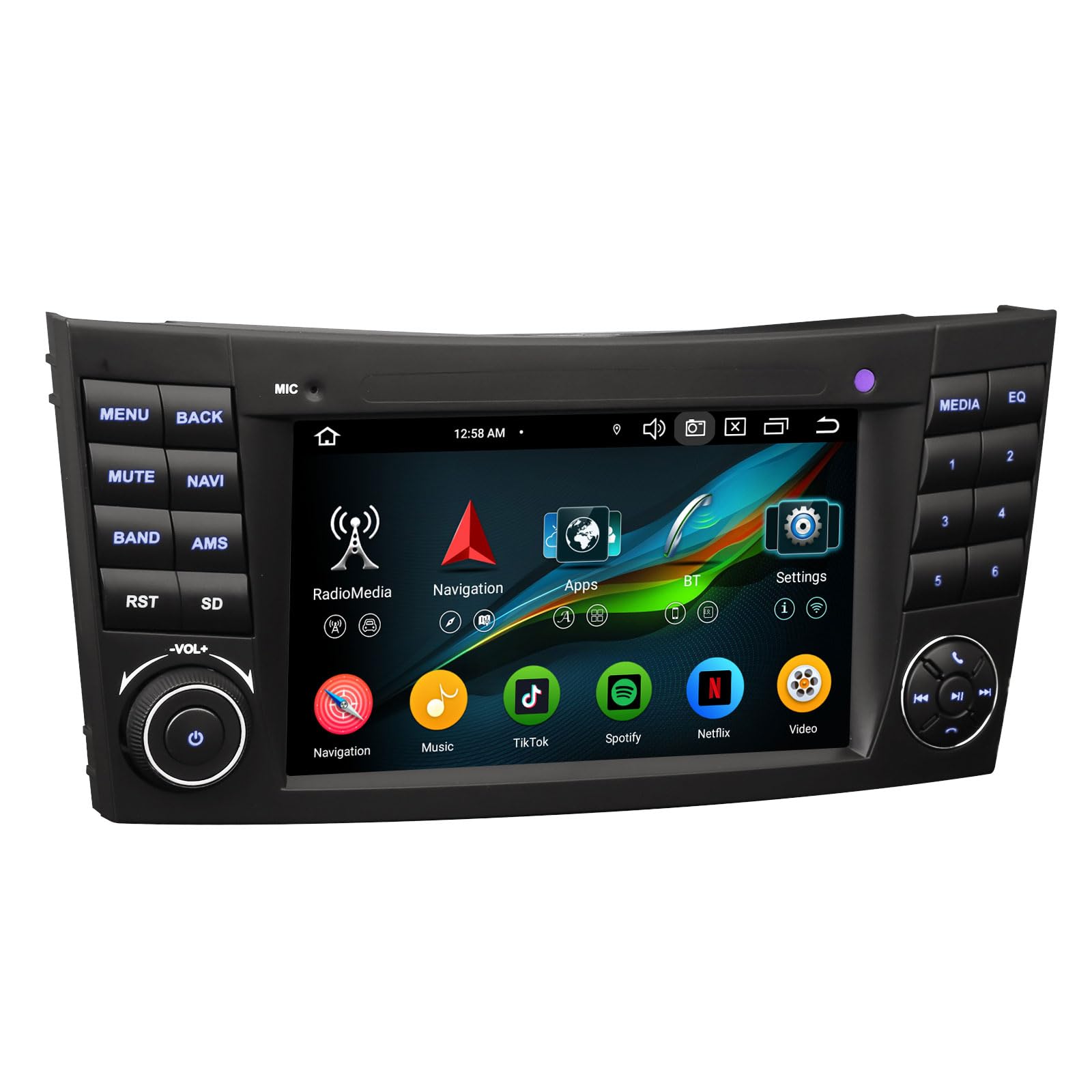 Erisin Android 16 Acht-Kern Autoradio 4GB+64GB Für Mercedes Benz E-Klasse W211 CLS Klasse W219 GPS Navigation Unterstützt CarPlay Android Auto WiFi 4G Bluetooth 5.0 AM/FM RDS 7" Touchscreen DAB+ USB