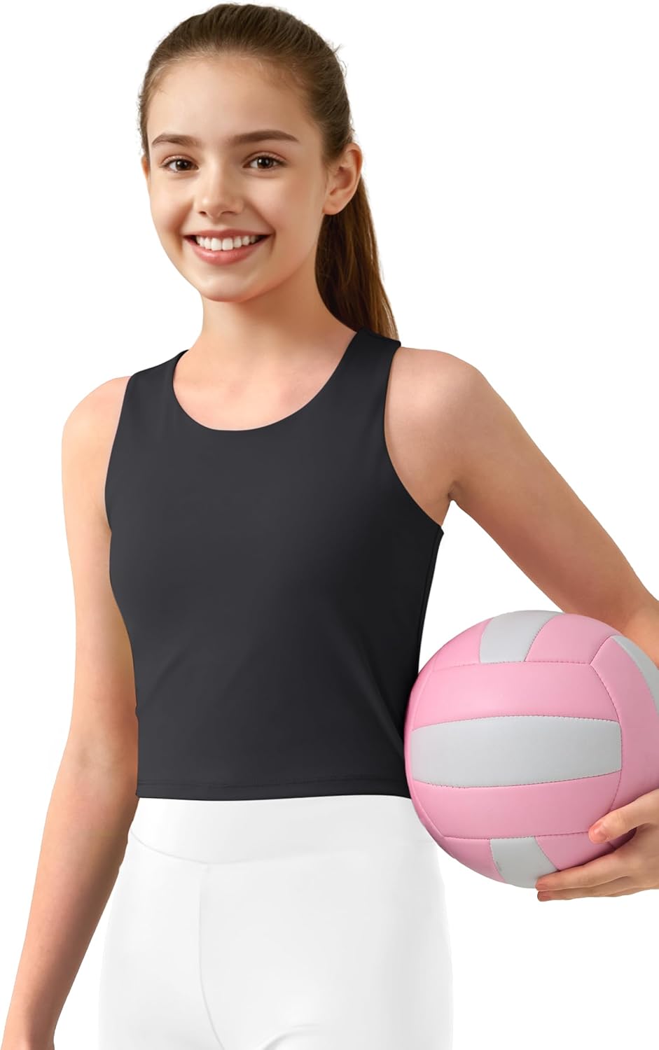 JOCMIC Girls Tank Tops Athletic Tanks with Built-in Bra Double-Lined Racerback Workout Crop Tops for Sports Yoga - Image 4