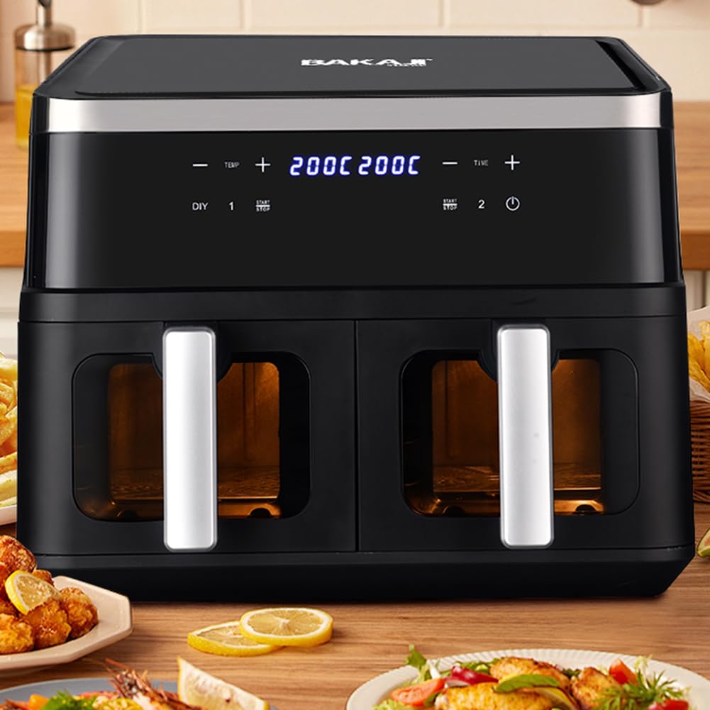 Bakaji Friggitrice ad Aria Calda Senza Olio Airfryer Frigge Cuoce Arrostisce in modo Naturale e Salutare Potenza 2400W con Timer Regolazione Temperatura fino a 200° (12 Litri)