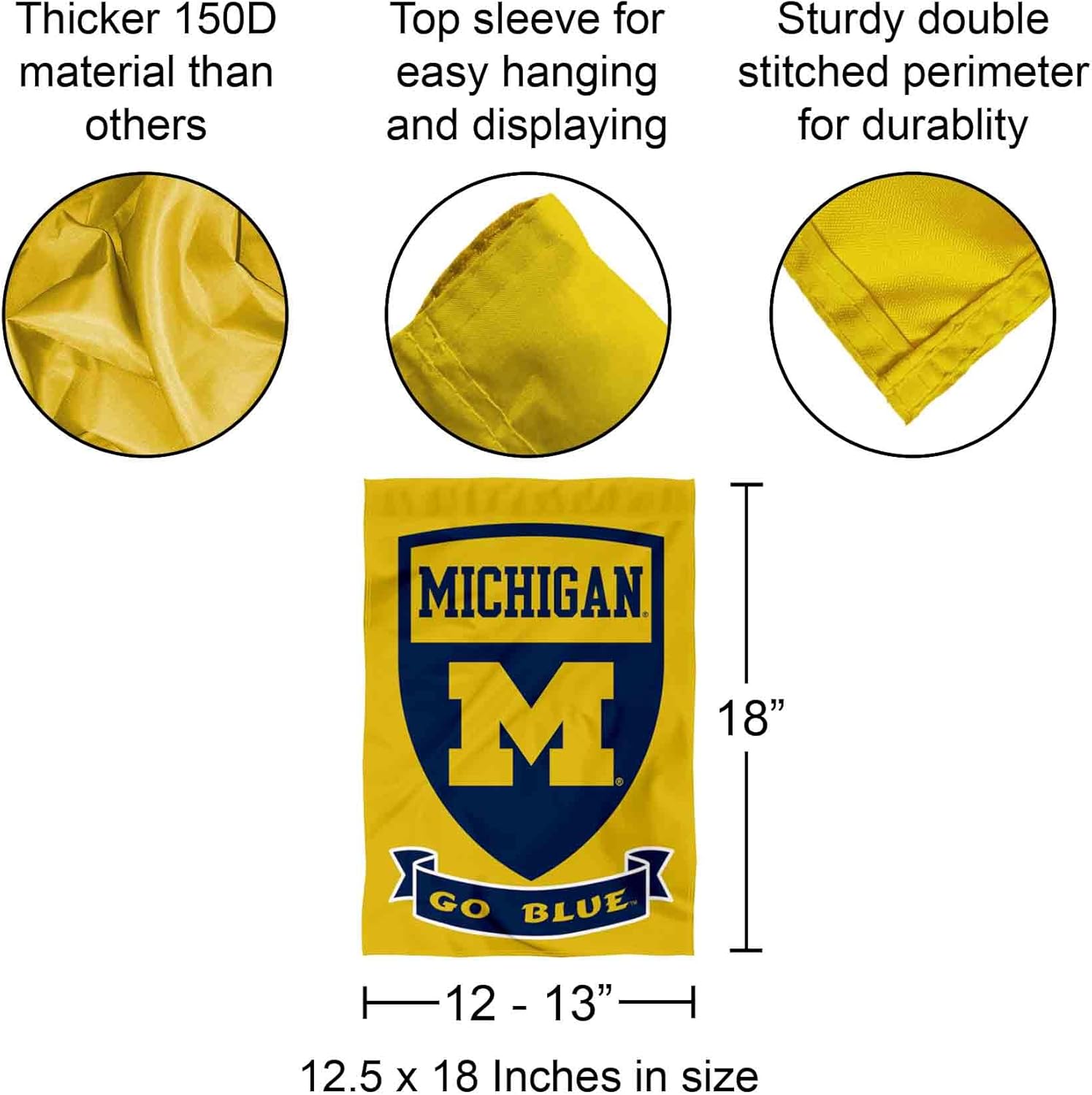 Michigan Shield Wolverines Garden Flag