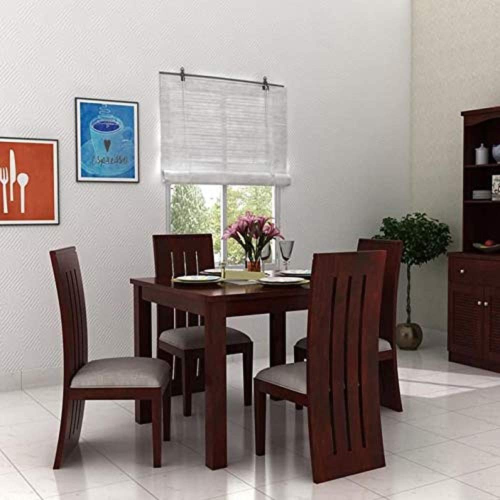 Porash Furniture Sheesham Wood 4 Seater Dining Table with 4 Cushion Chairs for Living Room Home Office Dining Room Wooden Furniture Dinner Table Set (Mahogany Finish) | 1 Year Warranty (B0B1T7L87C) Amazon Price History, Amazon Price Tracker