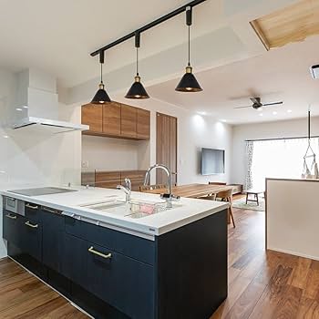 Amazon.co.jp : KIVEN 3個パック ブラック レトロペンダントライト 長