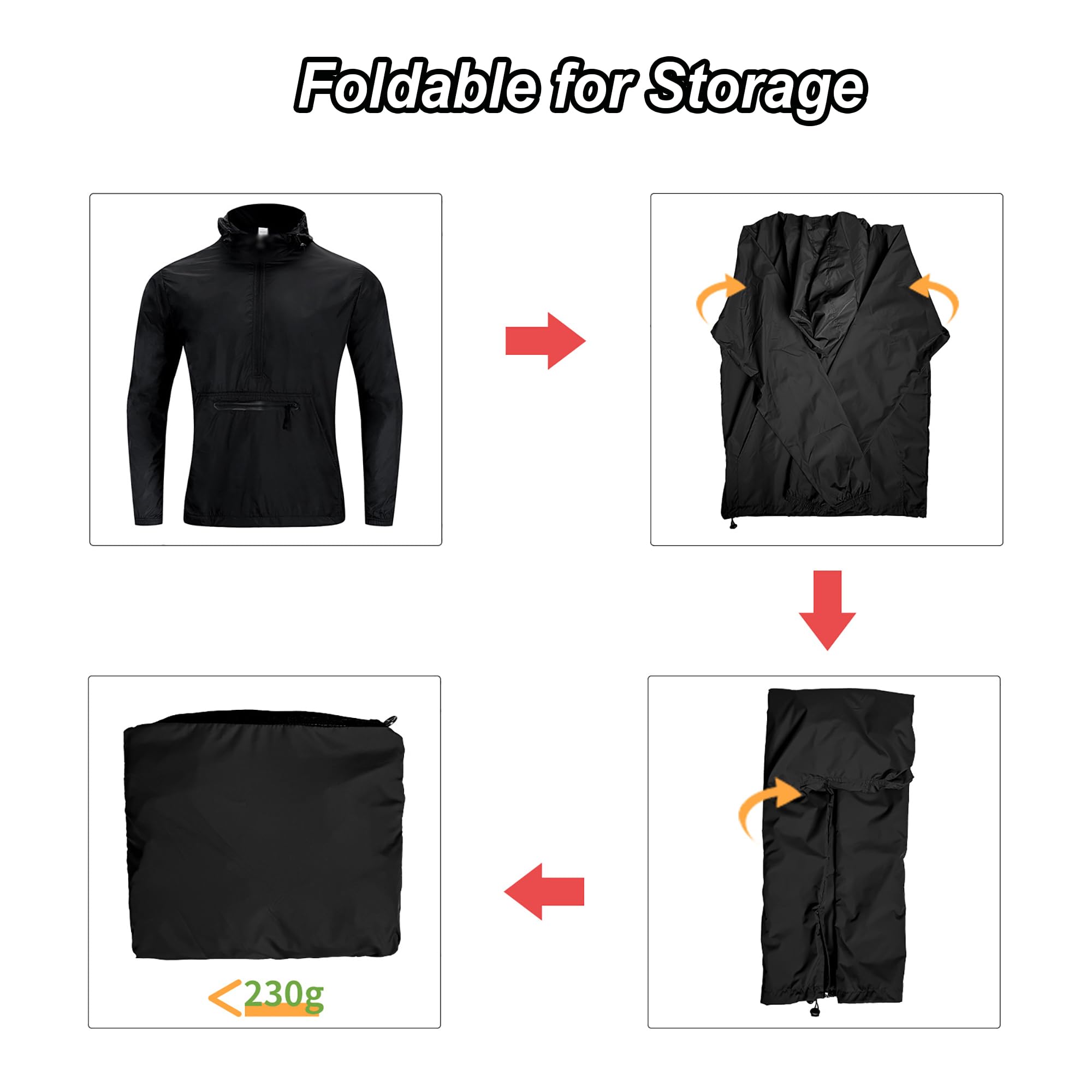 Chaqueta de ciclismo para hombre, Top de ciclismo hombre, Chaqueta de Lluvia Reflectante con Capucha Bolsillo Trasero para senderismo, cortavientos, exteriores