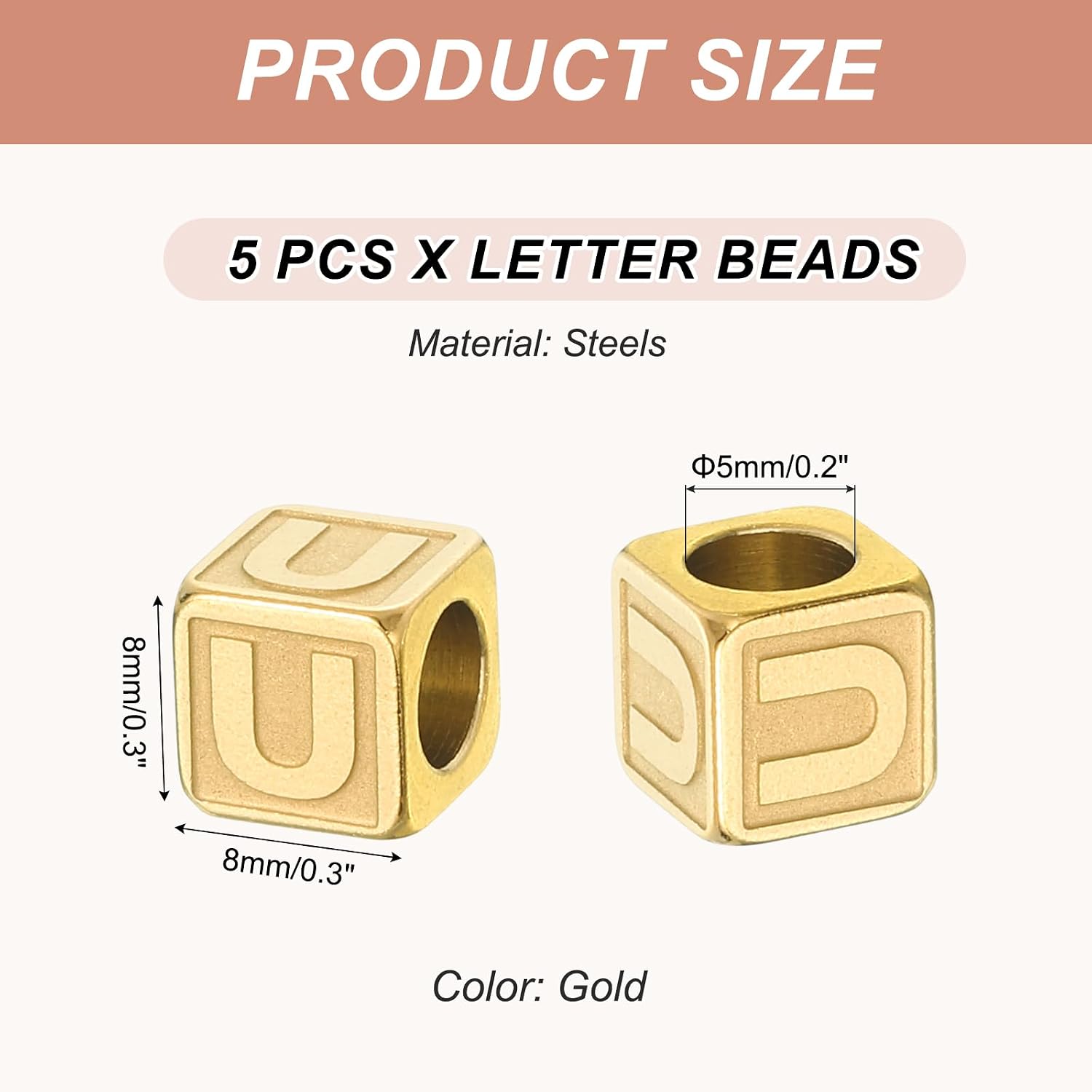 PATIKIL Steels Letter Beads, Large Square Letter Charms for Bracelets Necklaces Bag Charms Shoe
