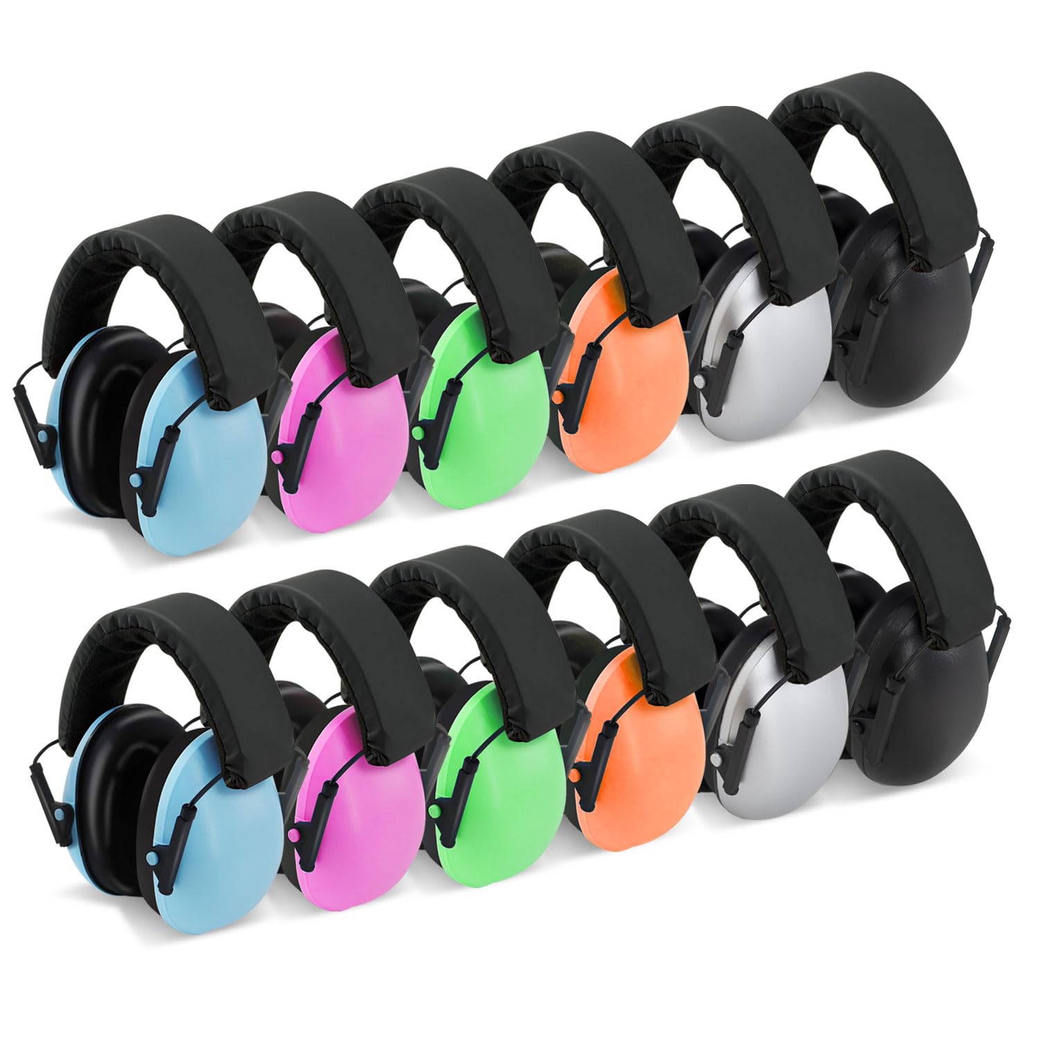 Elecoman 12 Pcs Kids Noise Cancelling Headphones,27dB Adjustable Ear Protection Ear Muffs for Toddlers & Children, 6 Color Classroom Set Hearing