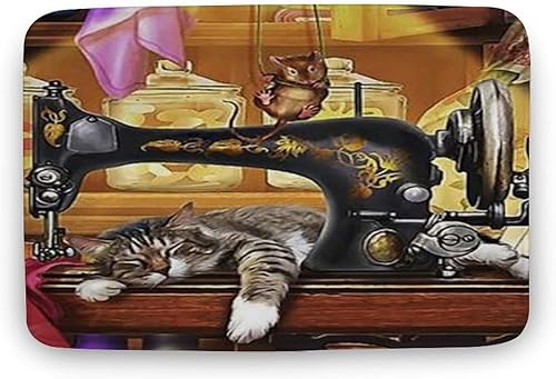 Habilboi Costura de gato para sala de costura que nunca subestima a una anciana con gatos y habilidades de costura de 15.7 x 23.6 pulgadas, tapetes