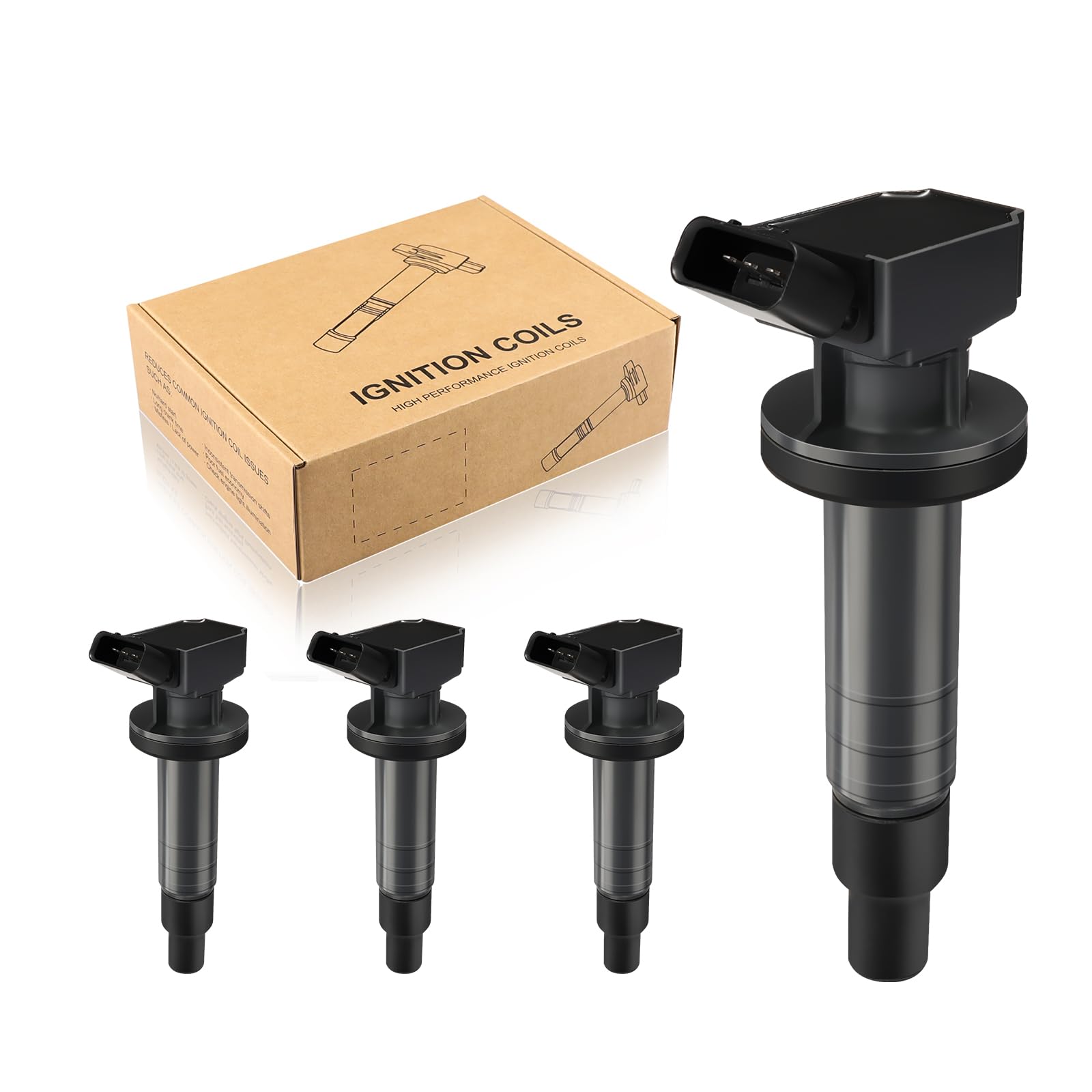 Ignition Coil Pack Set of 4 Compatible with Toyota Chevrolet Pontiac Geo Corolla Matrix MR2 Celica GT Prizm Vibe 1999-2008 Replacement for UF247 UF315 C1249 1ZZFE 9091902239