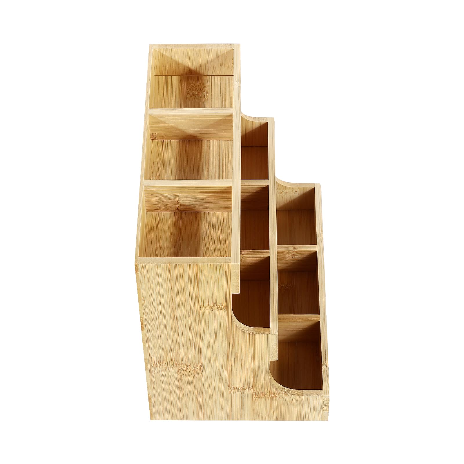 Organizador de bolsas de té de bambú con 9 compartimentos y 3 niveles (27 x 17,5 x 24 cm), capacidad de carga de 5 kg, para casa, oficina y cafetería, diseño sostenible