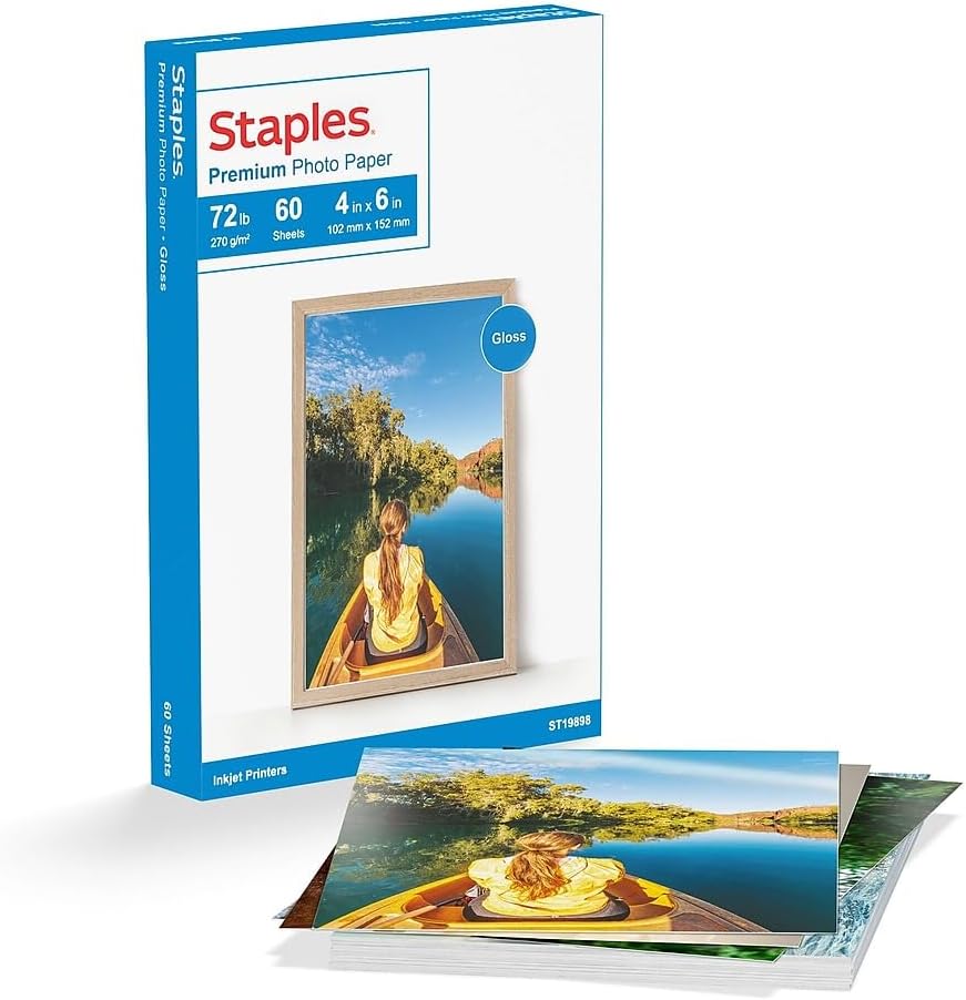 Papel fotográfico brillante Staples 4x6 pulg 60 unidades miniatura 1
