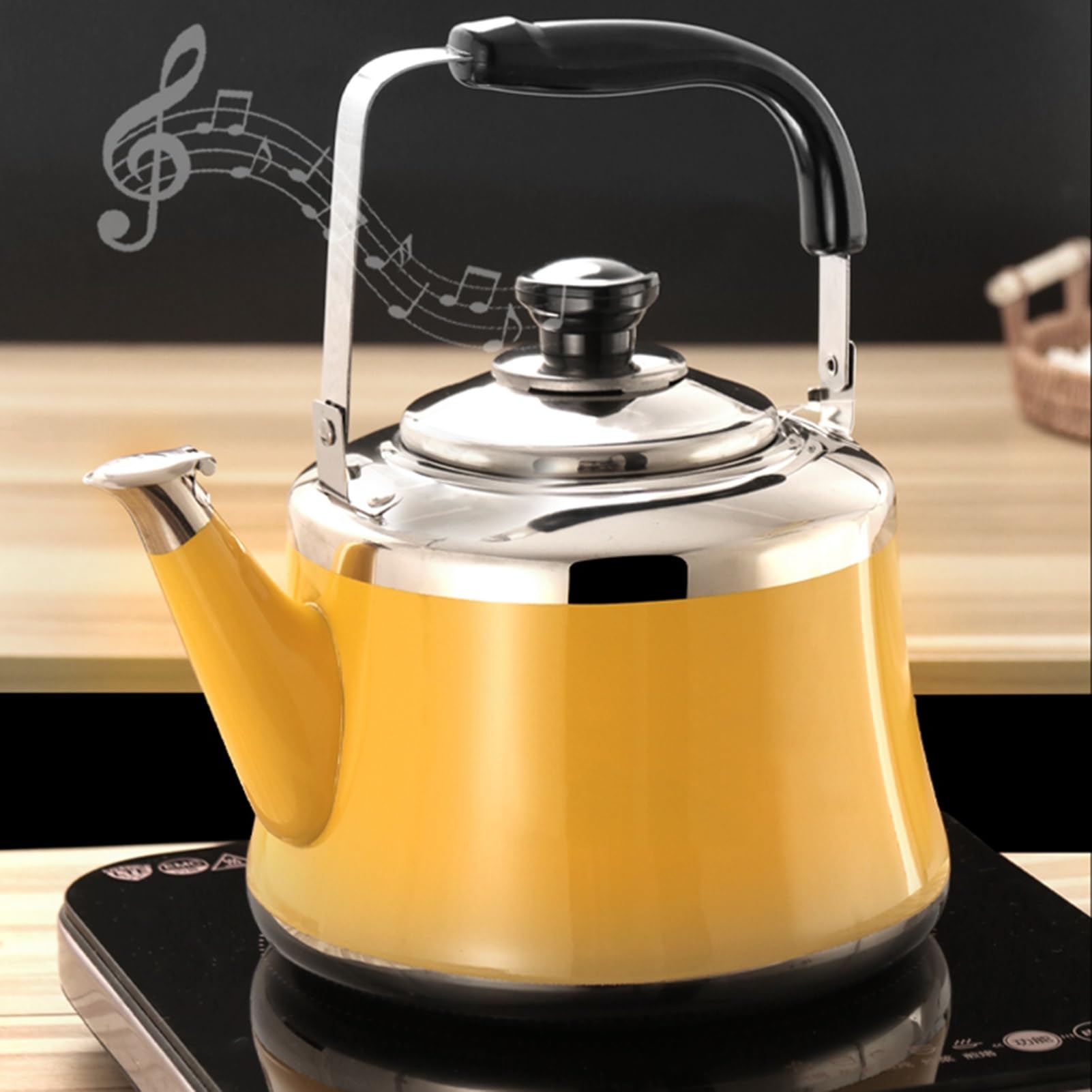 Kettle Teapot, Whistling Tea Kettle with Heat-Resistant Handle Thickened Stainless Steel Tea Pot for Outdoor Camping Home Kitchen