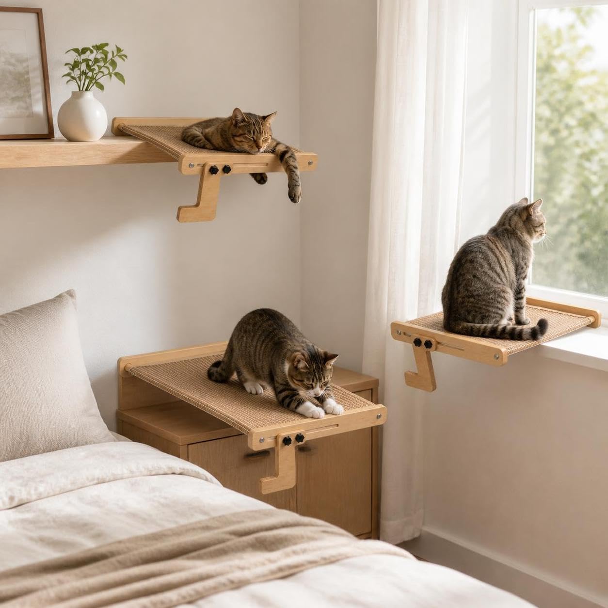 Amaca per Gatti, Cuccia Sospesa in Legno, style to 3 | Componenti in plastica, Cuccia sospesa gatti, Spazio per graffiare, Per gatti domestici
