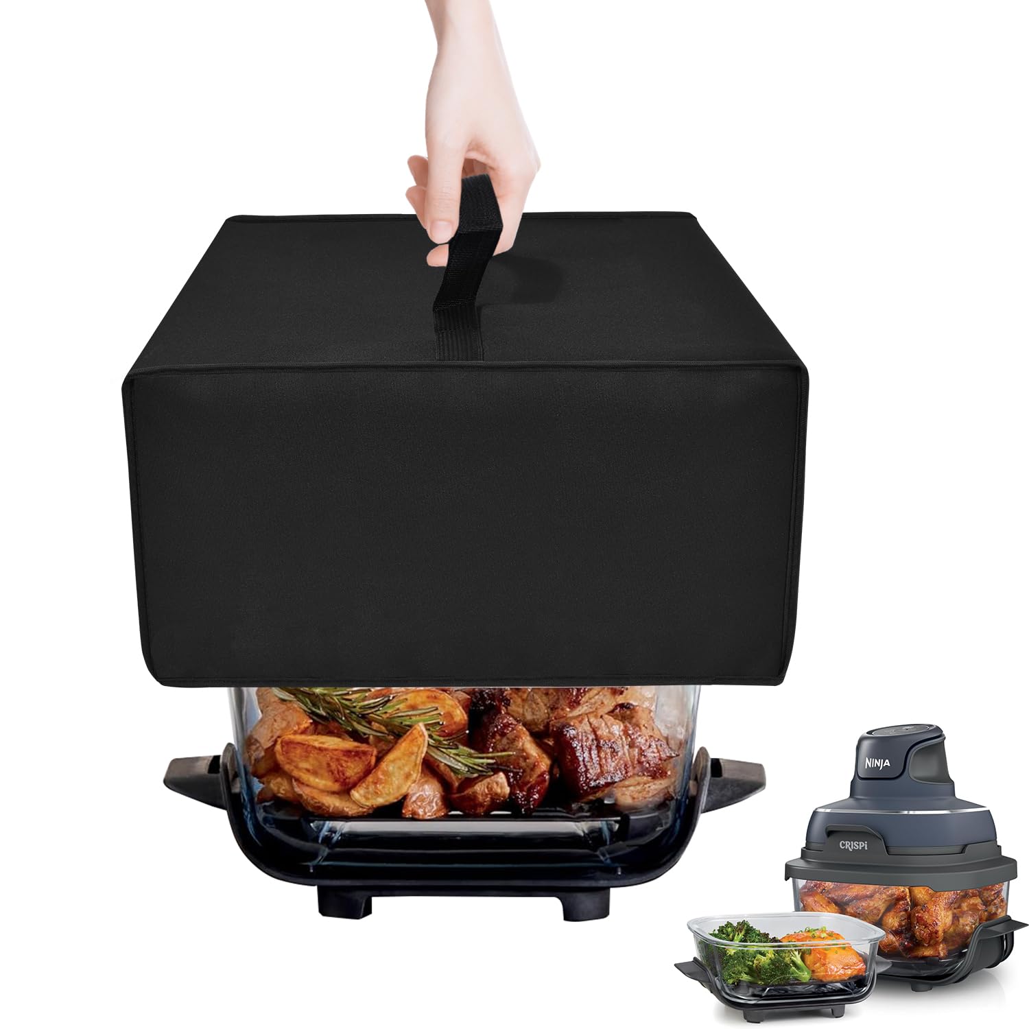 Cover for Ninja Air Fryer Heat Resistant Waterproof Dustproof AirFryer Oven Cover Heavyweight Thickened Case Compatible with Ninja Crispi Air Fryer 4QT FN101GY (Black, 10.63 x 14.2 x 11.83in)-image-40