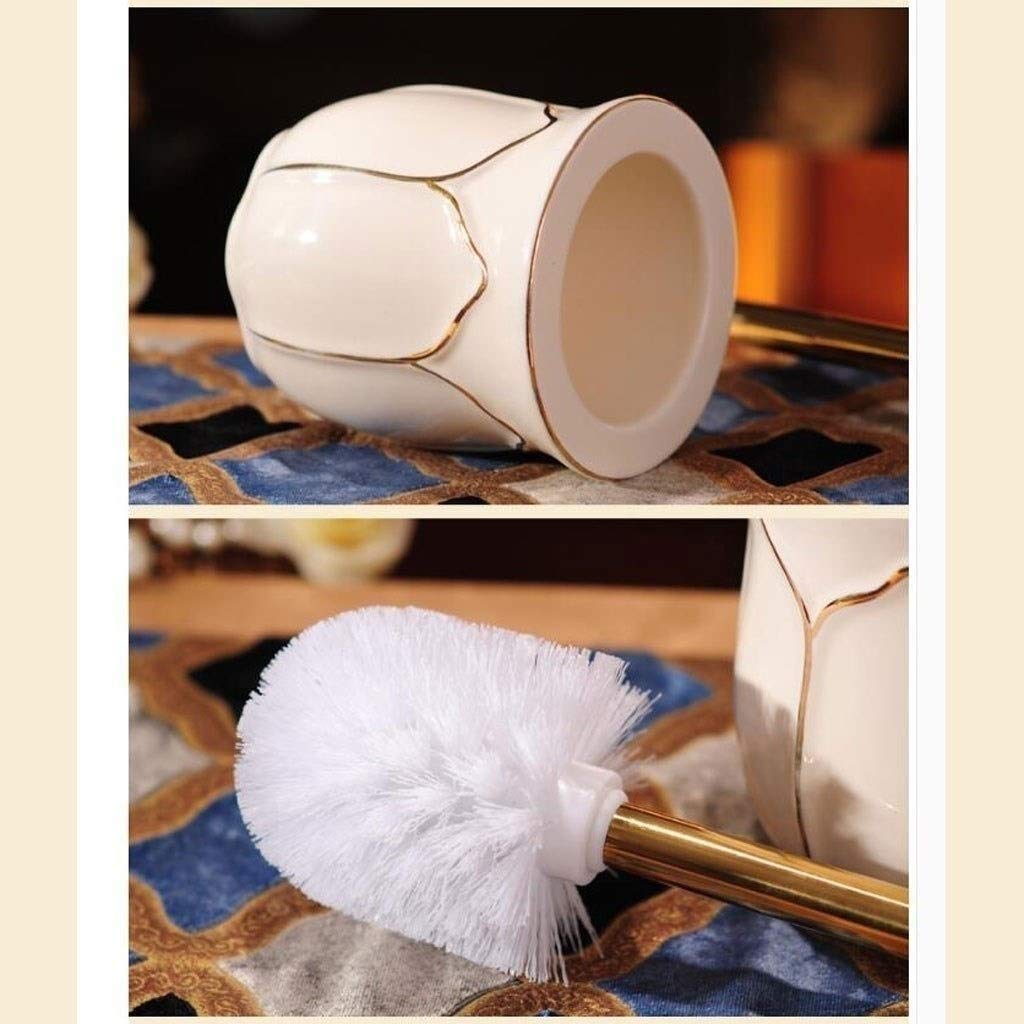 Uchwyt na szczotkę toaletową Kompaktowa wolnostojąca szczotka toaletowa do głębokiego czyszczenia i podstawa ceramiczna, stalowy uchwyt dekoracyjny - ergonomiczny, antypoślizgowy i szczotka