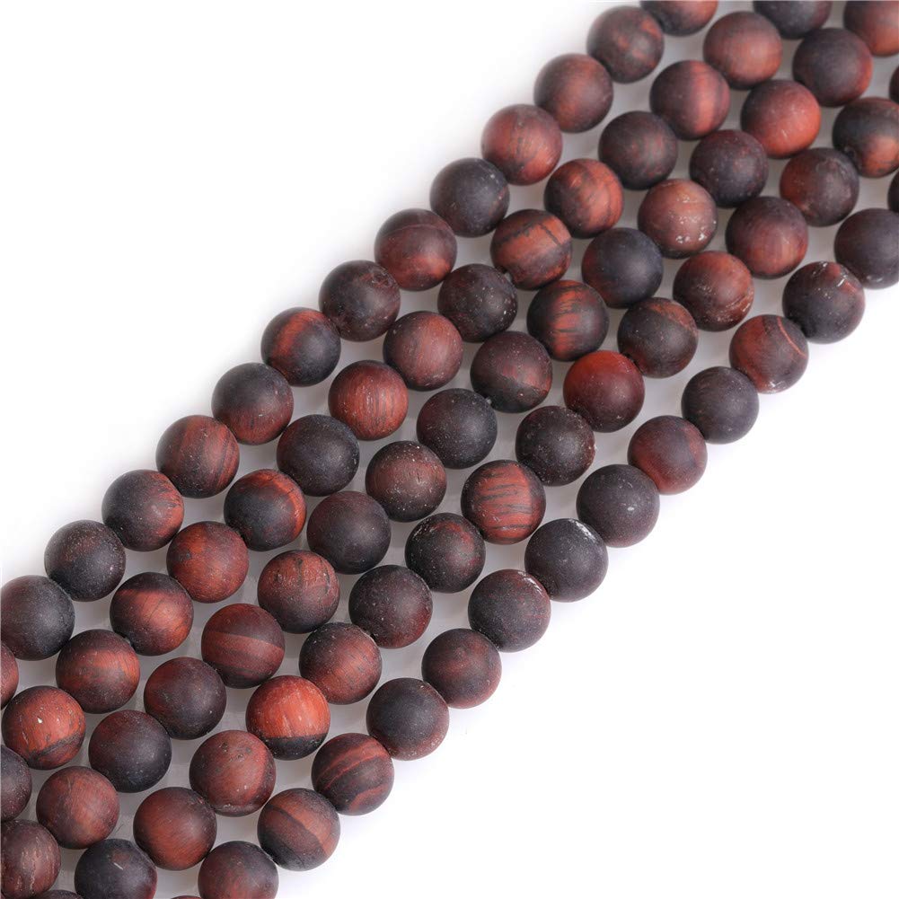 SHGbeads 6mm Frost Matte Red Tiger Eye Semi Precious Gemstone Round Loose Beads for Jewellery Making DIY Handmade Craft Supplies 15"