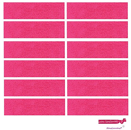 12 Sweatbands Cotton Sports Headbands Terry Cloth Moisture Wicking Athletic Basketball Headband By Kenz Laurenz (12 Pack) (Hot Pink 12 Pack) #TOP2