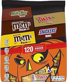 M&M'S, SNICKERS, TWIX & MILKY WAY Milk Chocolate Halloween Candy Bag Variety Pack, Assorted Chocolate Candy for Halloween Party Favors, Trick or Treating and More, 120 Ct Bag
