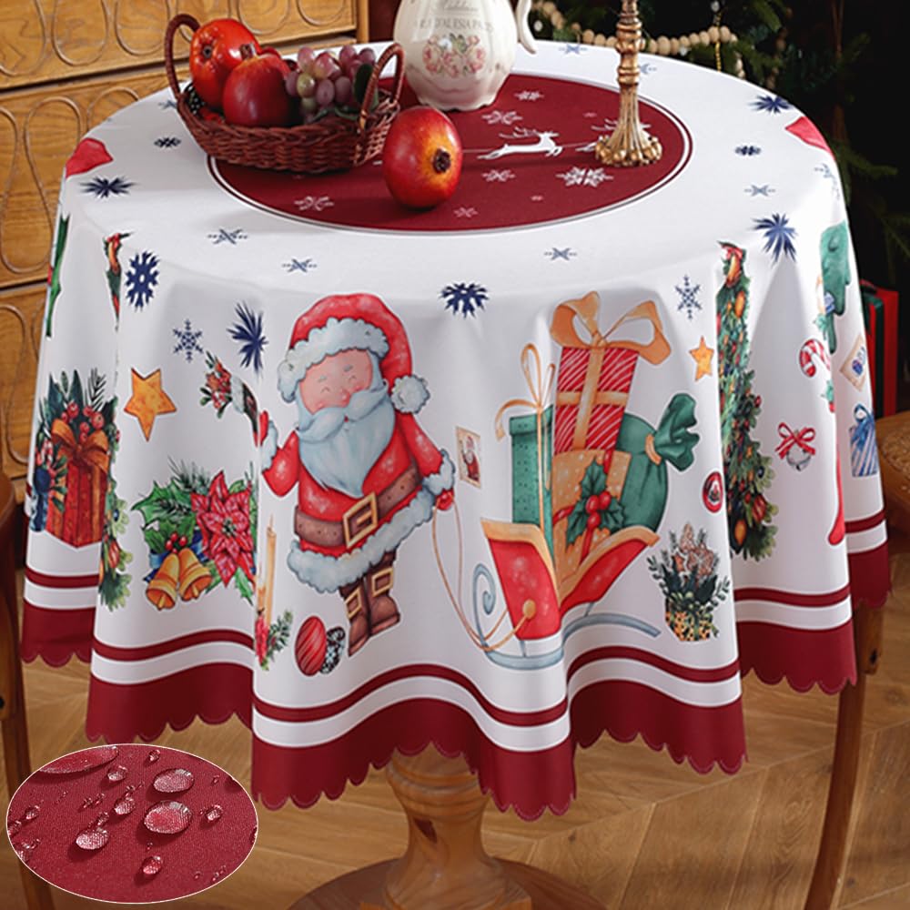 Amazon｜Hopeholic クリスマス テーブルクロス 円形 直径120cm
