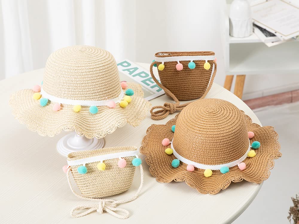 VRITRAZ Comfortable Straw Summer Green Beech Hat and Handbag Perfect Combo for Kids 1